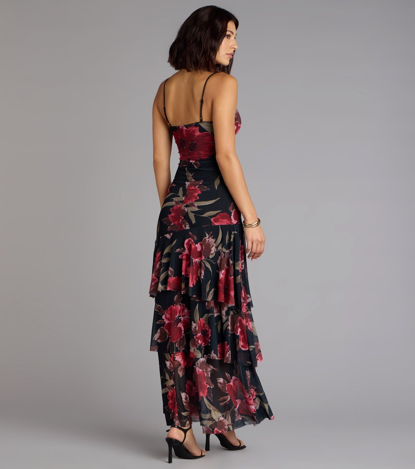 Blush Hour Floral Ruffle Maxi Dress