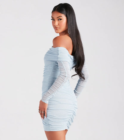 Dazzle The Night Glitter Mesh Mini Dress