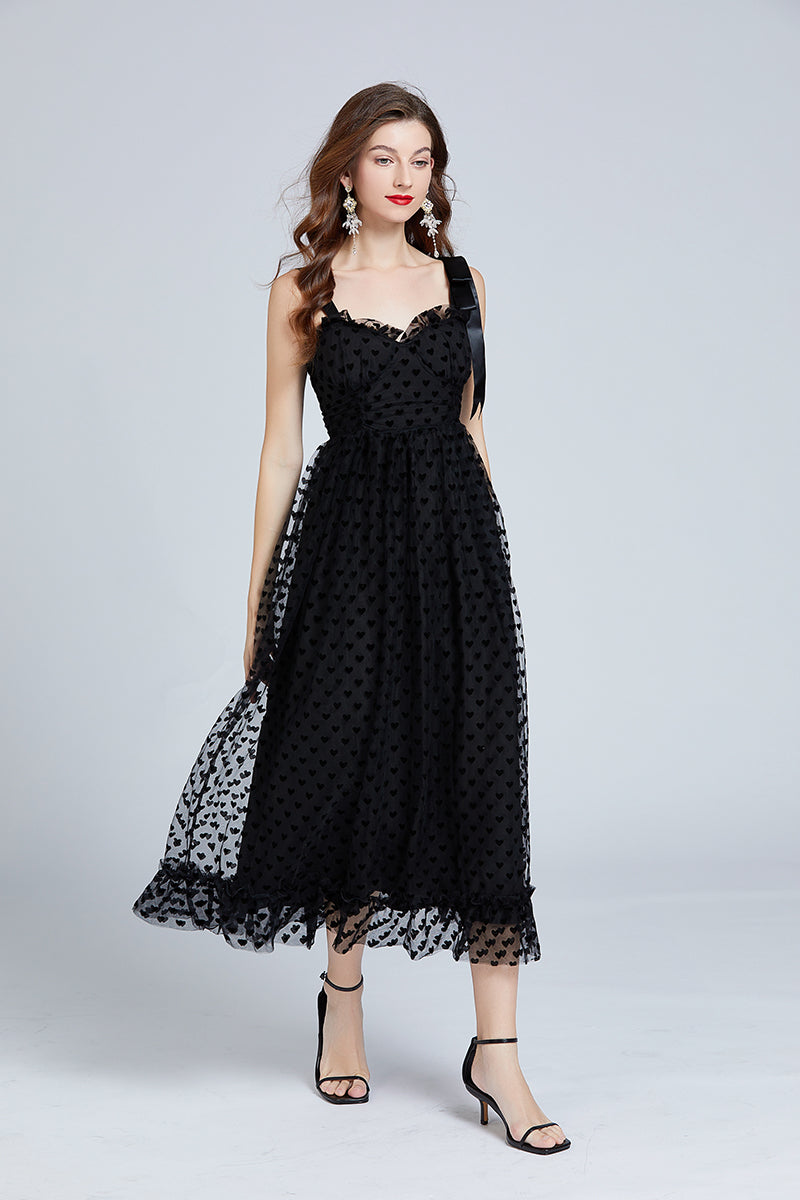 Love Flocking Dimensional Tube Top Suspender Dress