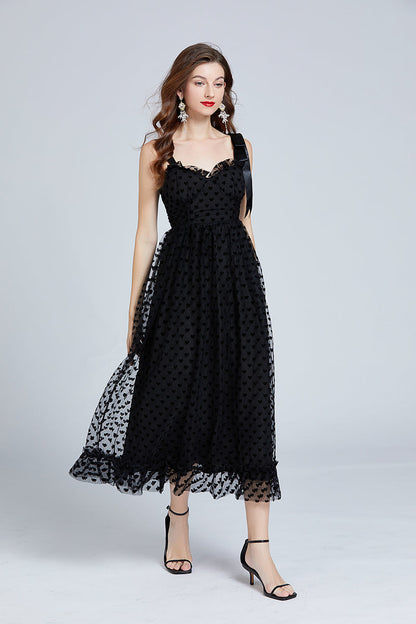 Love Flocking Dimensional Tube Top Suspender Dress