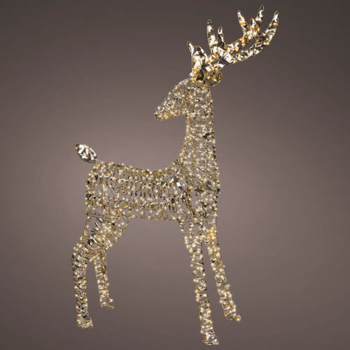 130cm Lit Gold Ribbon Reindeer - Warm White