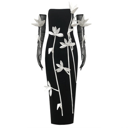 Office Tube Top Bandage Three Dimensional Floral