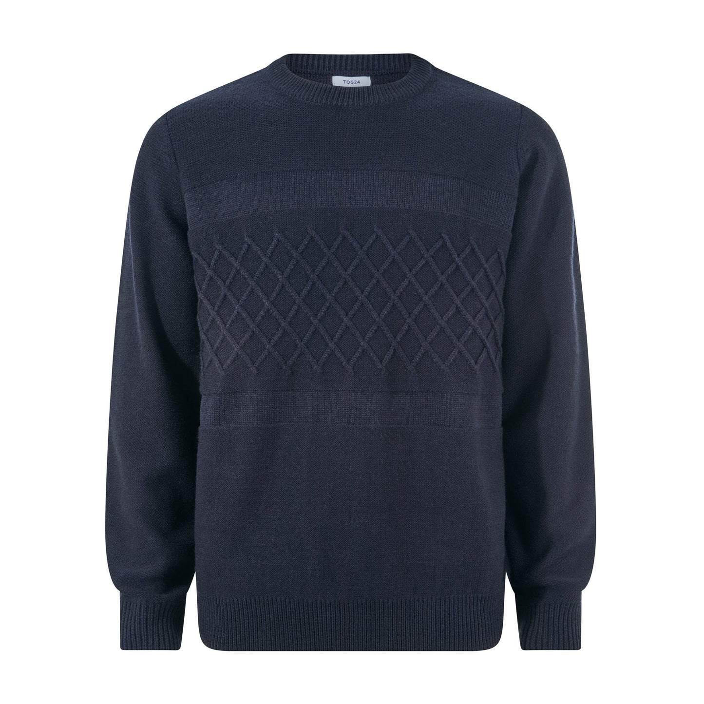Bart Mens Textured Cable Knit Jumper - Deepest Blue