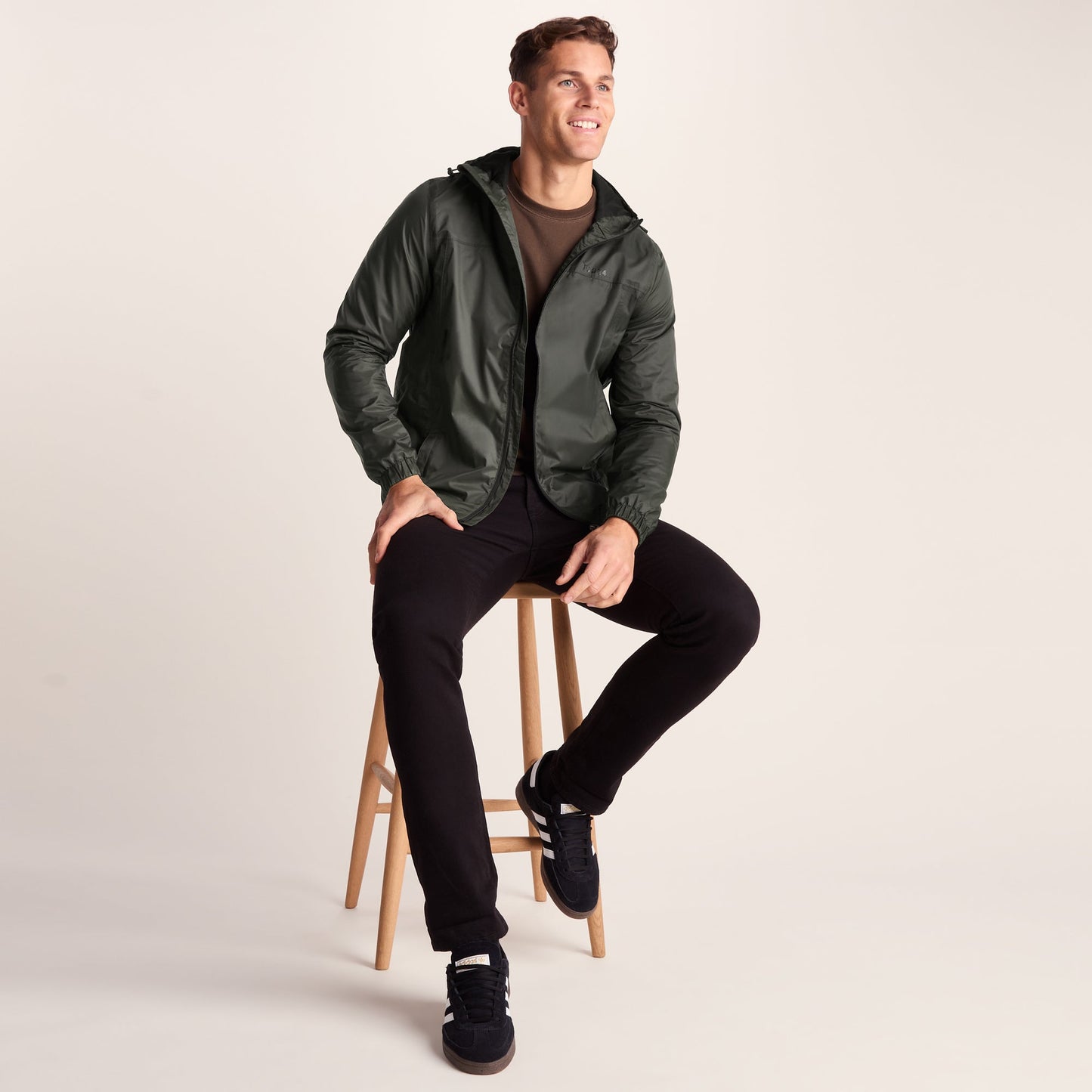 Craven Mens Waterproof Packaway Jacket - Dark Khaki