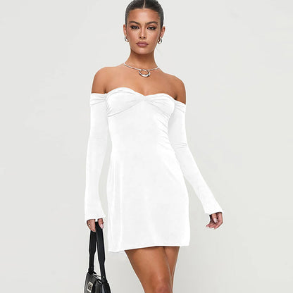 Long Sleeve Dress Off Neck Tube Top Backless Hip Dress