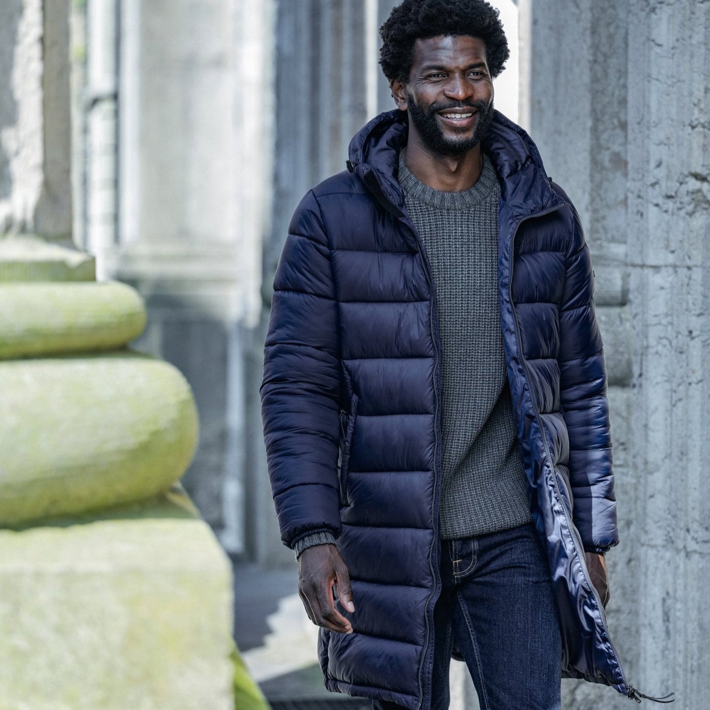 Barnby Mens Long Padded Jacket - Dark Indigo
