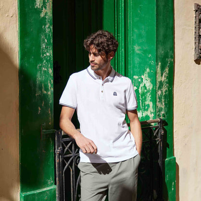 Biston Mens 100% Cotton Pique Polo Shirt - Optic White