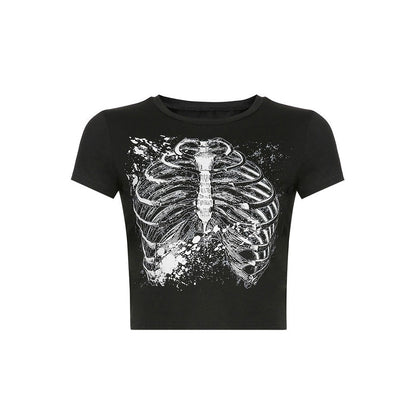 Black Skeleton Crop Top