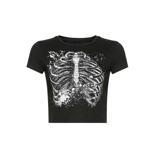 Black Skeleton Crop Top