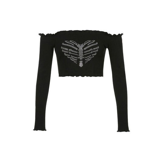 Bones Rhinestone Bardot Top