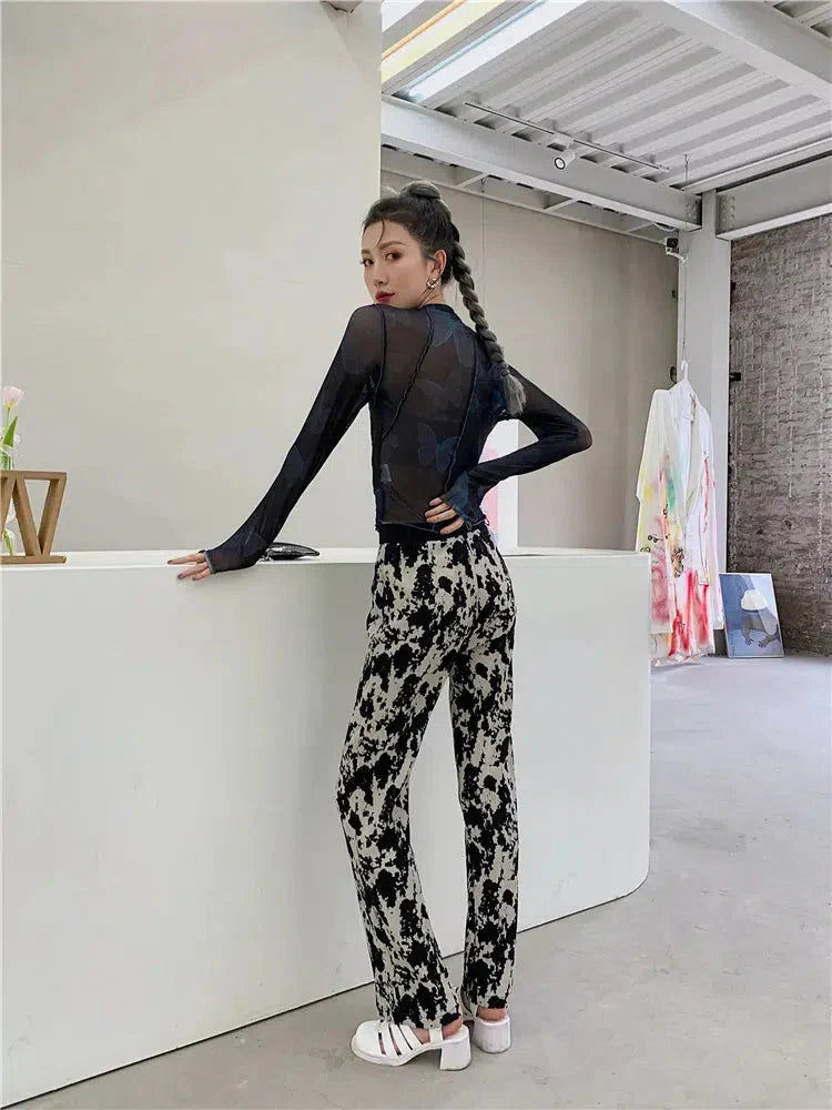 Butterfly Seam Detailed Mesh Top