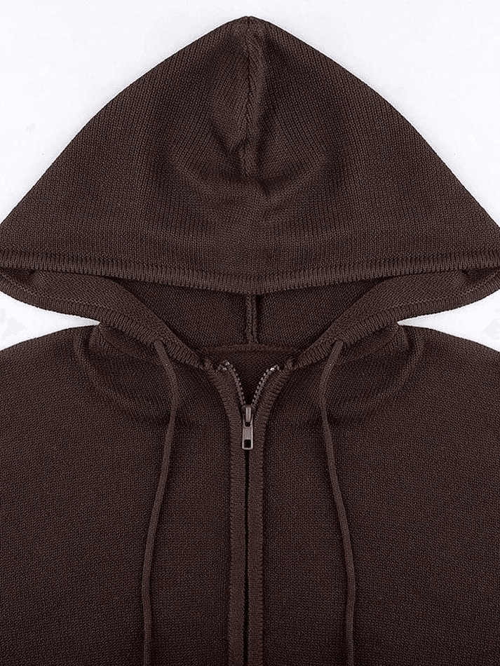 Hooded crop knit cardigan
