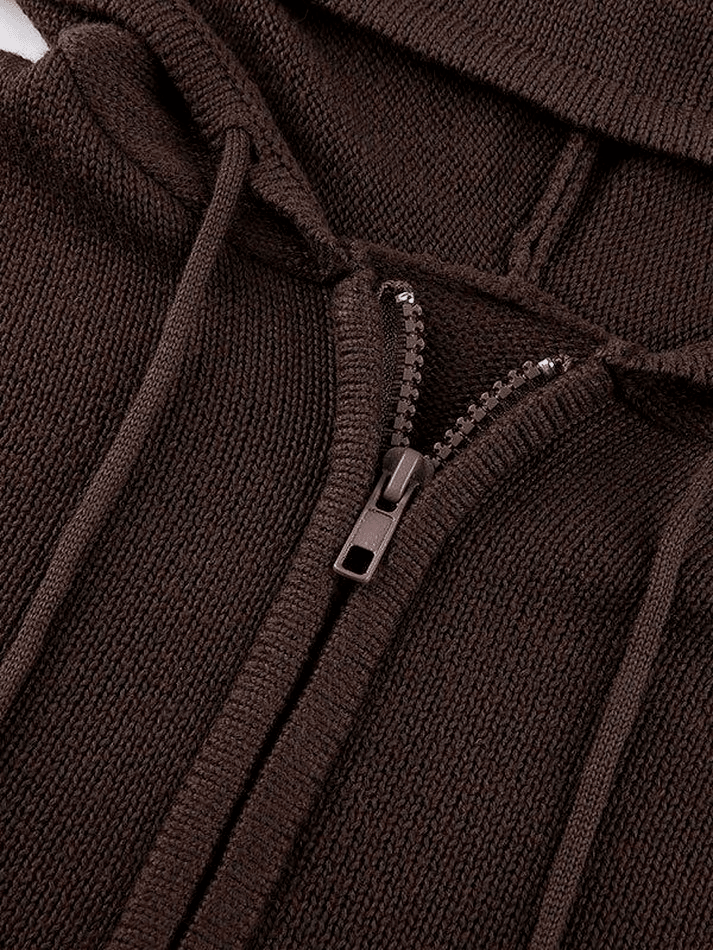 Hooded crop knit cardigan