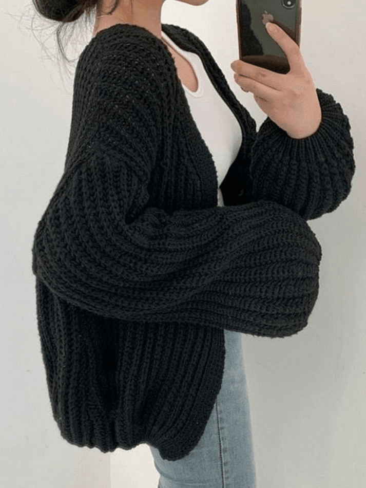 Open front long sleeve knit cardigan