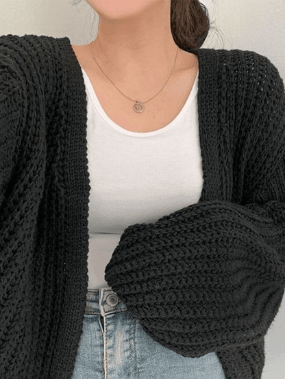 Open front long sleeve knit cardigan