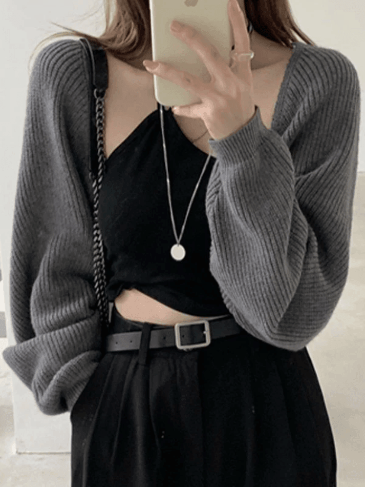 Open front bolero knit cardigan