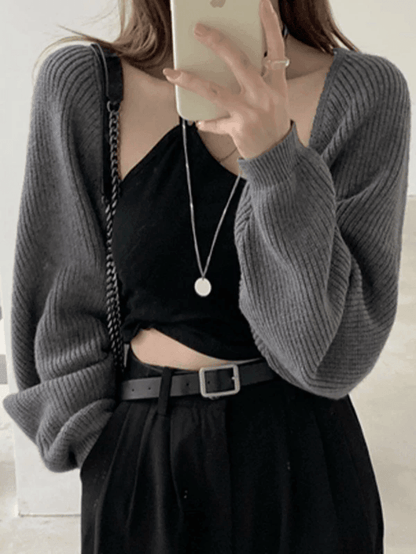 Open front bolero knit cardigan