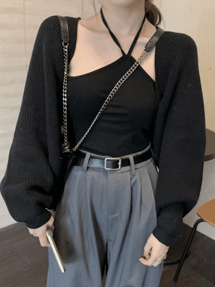 Open front bolero knit cardigan
