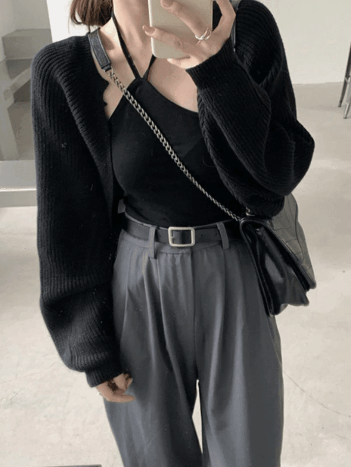 Open front bolero knit cardigan