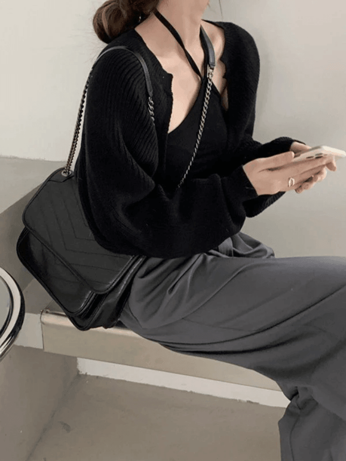 Open front bolero knit cardigan