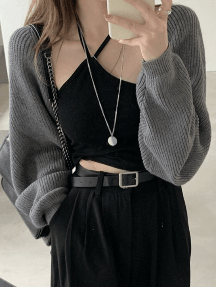 Open front bolero knit cardigan