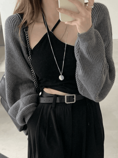 Open front bolero knit cardigan
