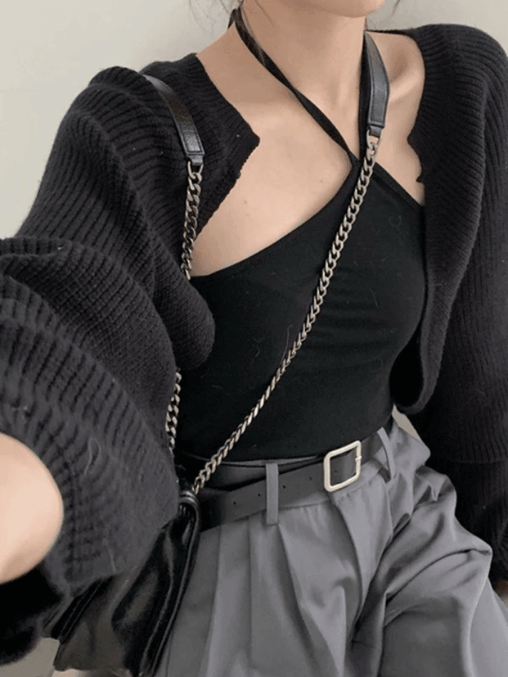 Open front bolero knit cardigan