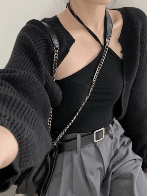 Open front bolero knit cardigan