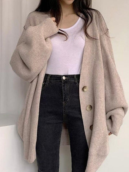 Knitted button down long cardigan