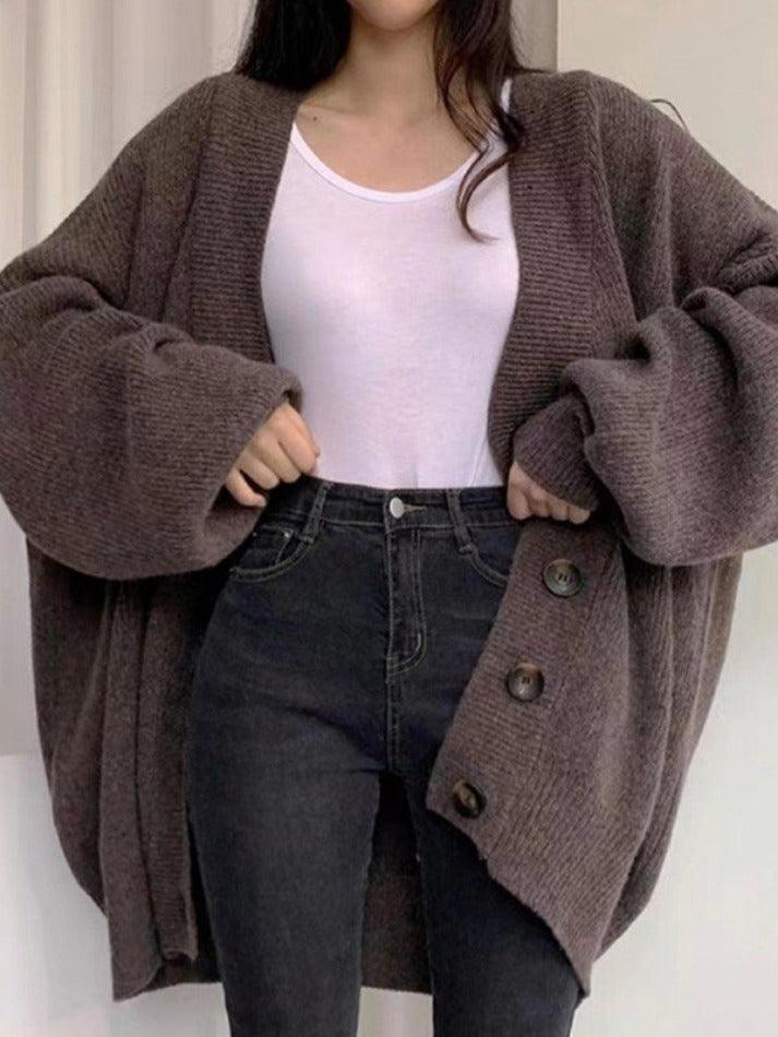 Knitted button down long cardigan