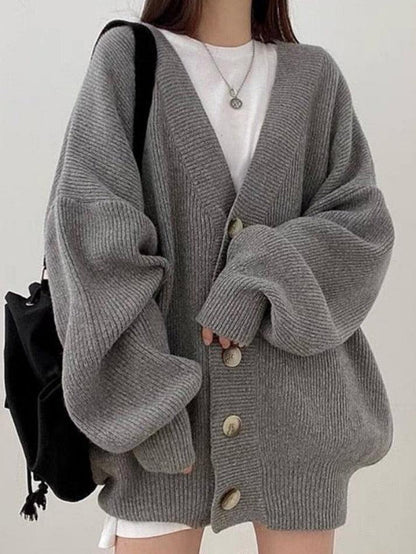 Knitted button down long cardigan