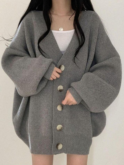 Knitted button down long cardigan