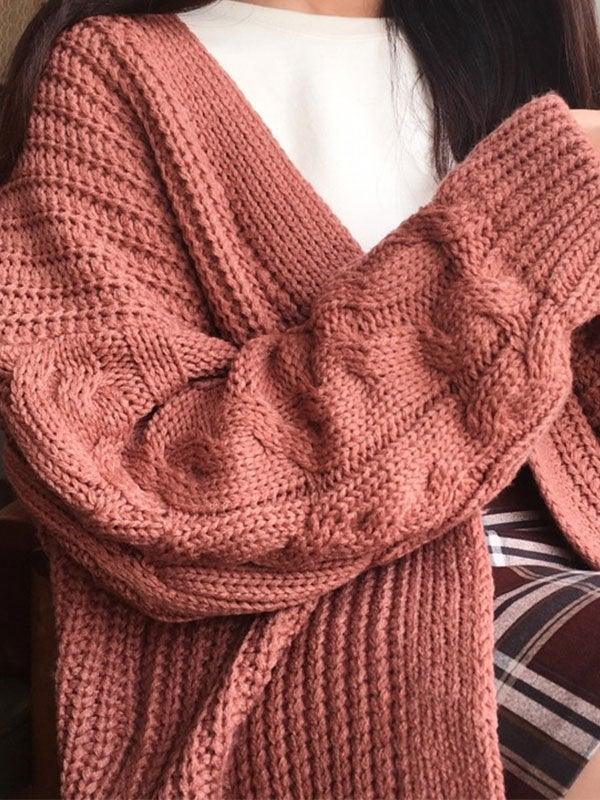 Open front cable knit cardigan