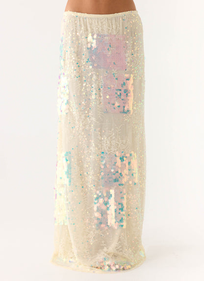 Erinah Sequin Maxi Skirt - Yellow