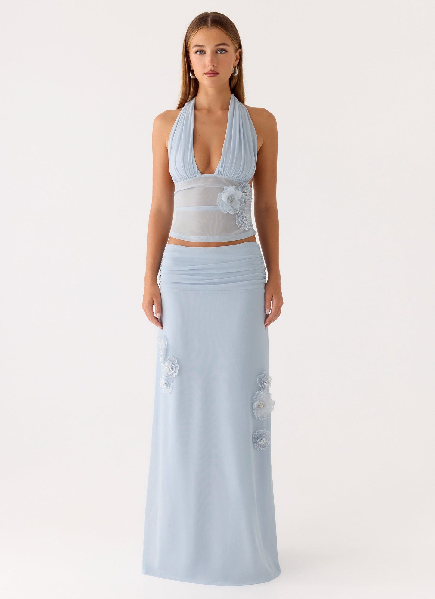 Fleur Power Halter Top - Blue