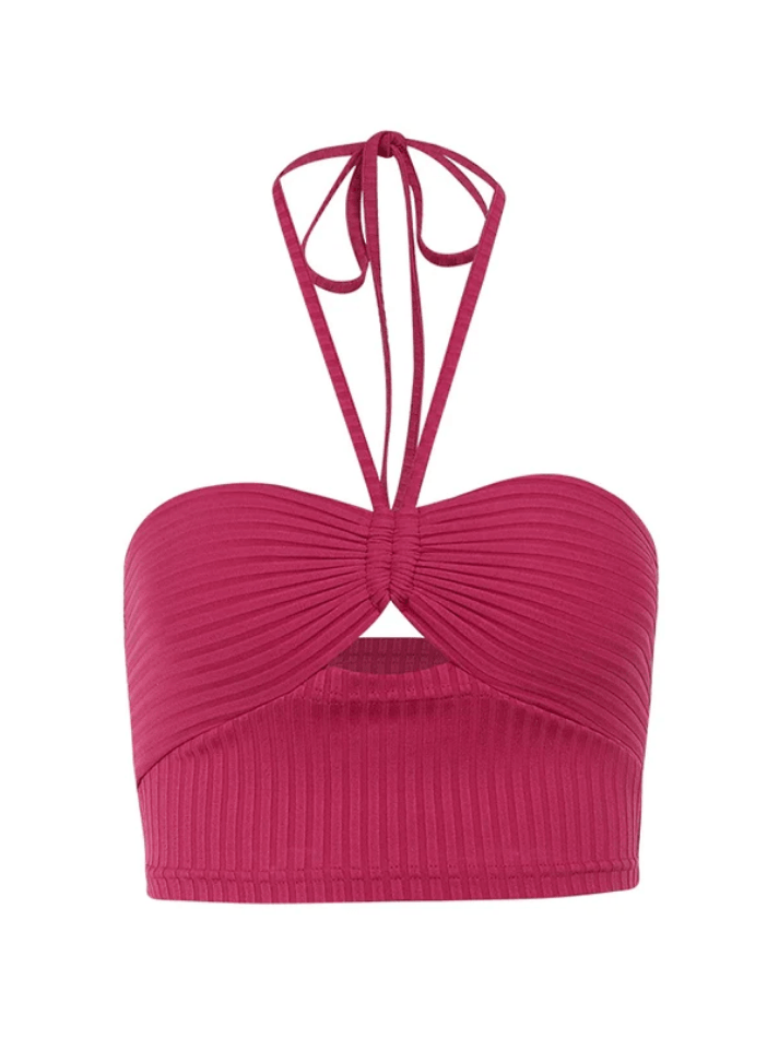 Halter Cutout Cropped Tank Top