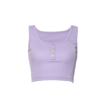 Heart Button Ribbed Top