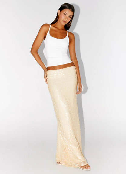 Honestly Sequin Maxi Skirt - Yellow