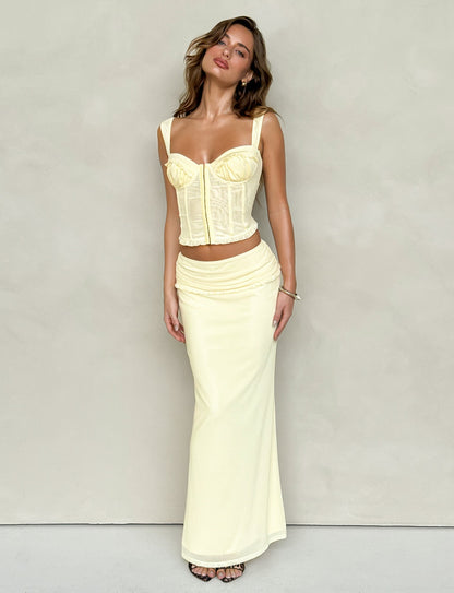 GINNY MAXI SKIRT - YELLOW : LEMON