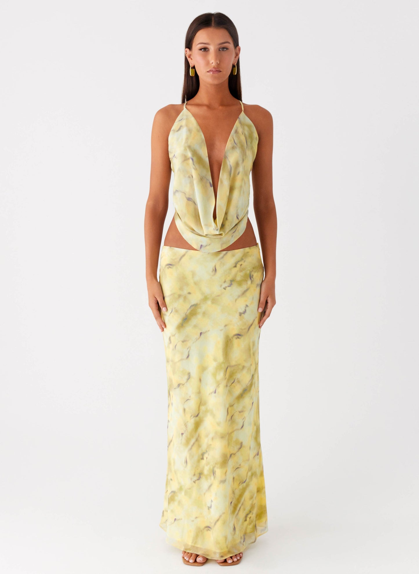 Kylo Cowl Top - Yellow Tie Dye