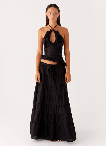 Mariella Linen Top - Black