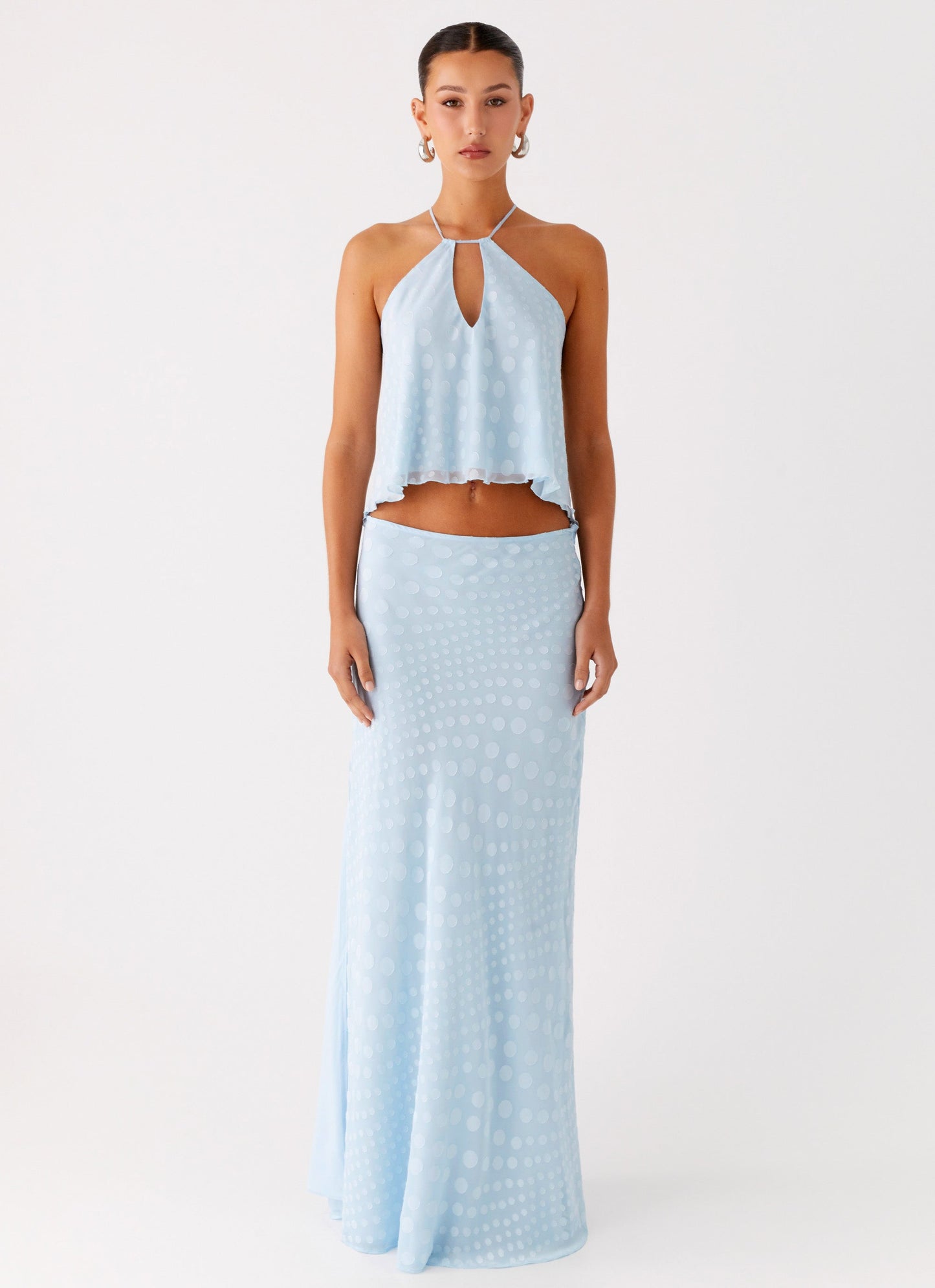 Mena Chiffon Spot Top - Blue