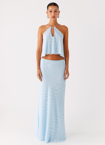 Mena Chiffon Spot Top - Blue