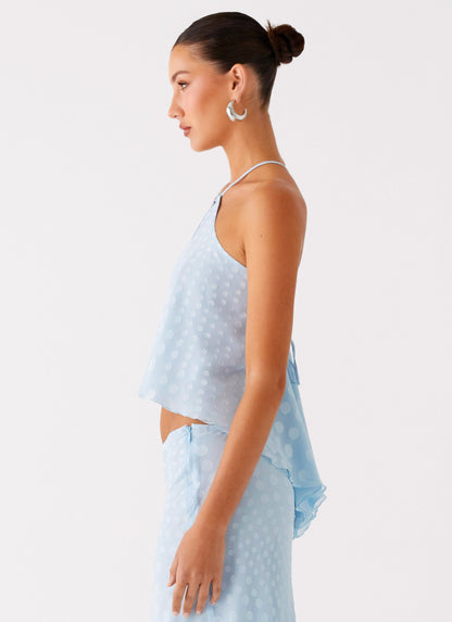 Mena Chiffon Spot Top - Blue