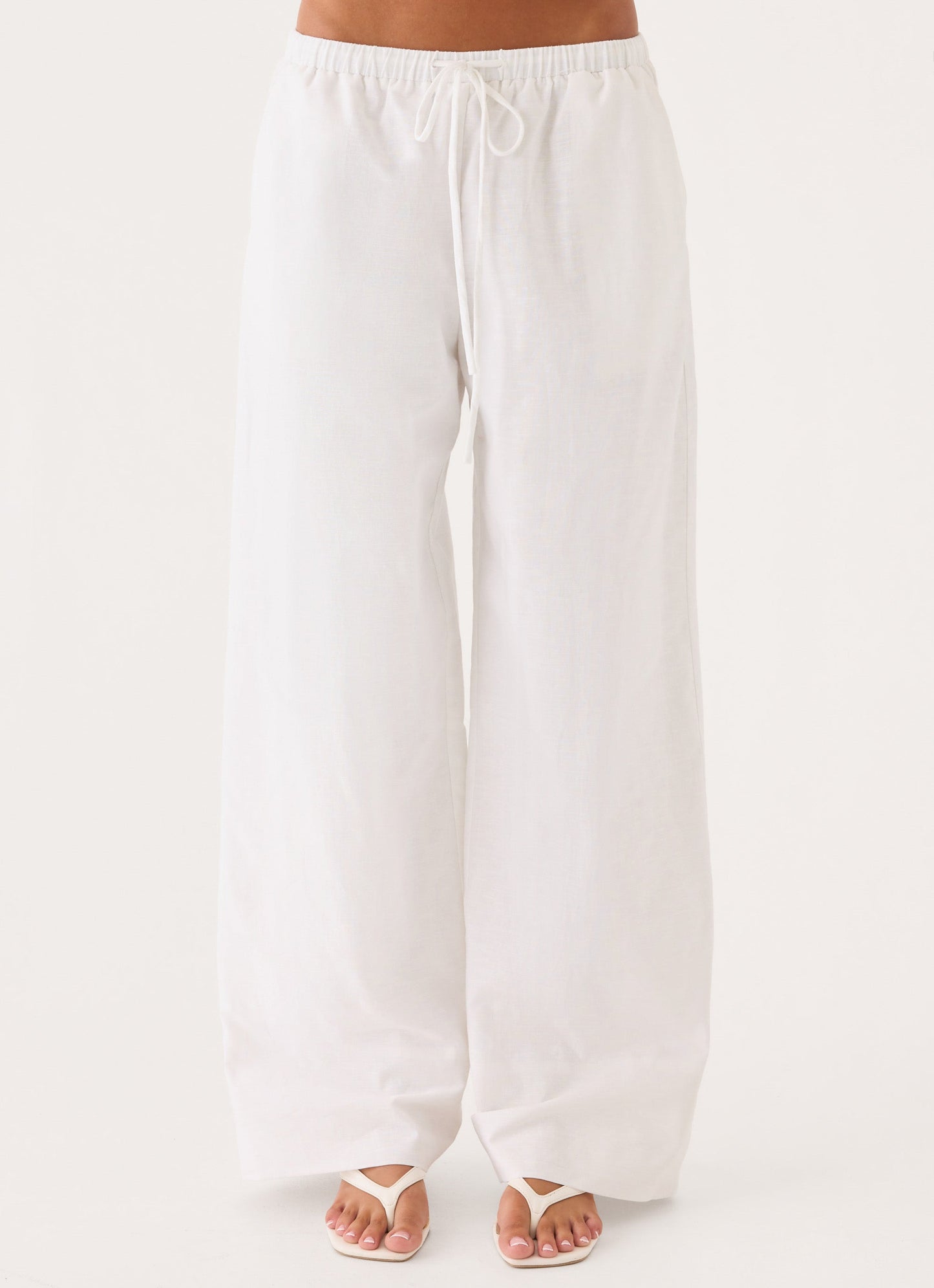 Norene Linen Wide Leg Pant - White