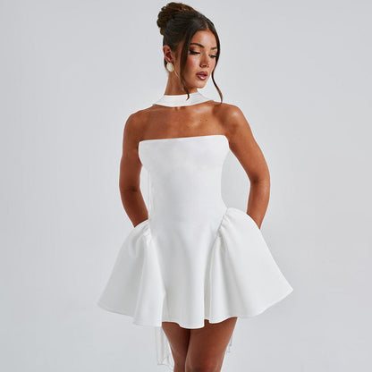 Back Zipper Tube Top Short Type Dress