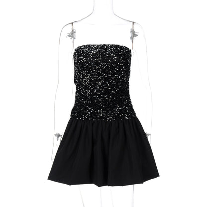 off the Shoulder Tube Top Short Sequin