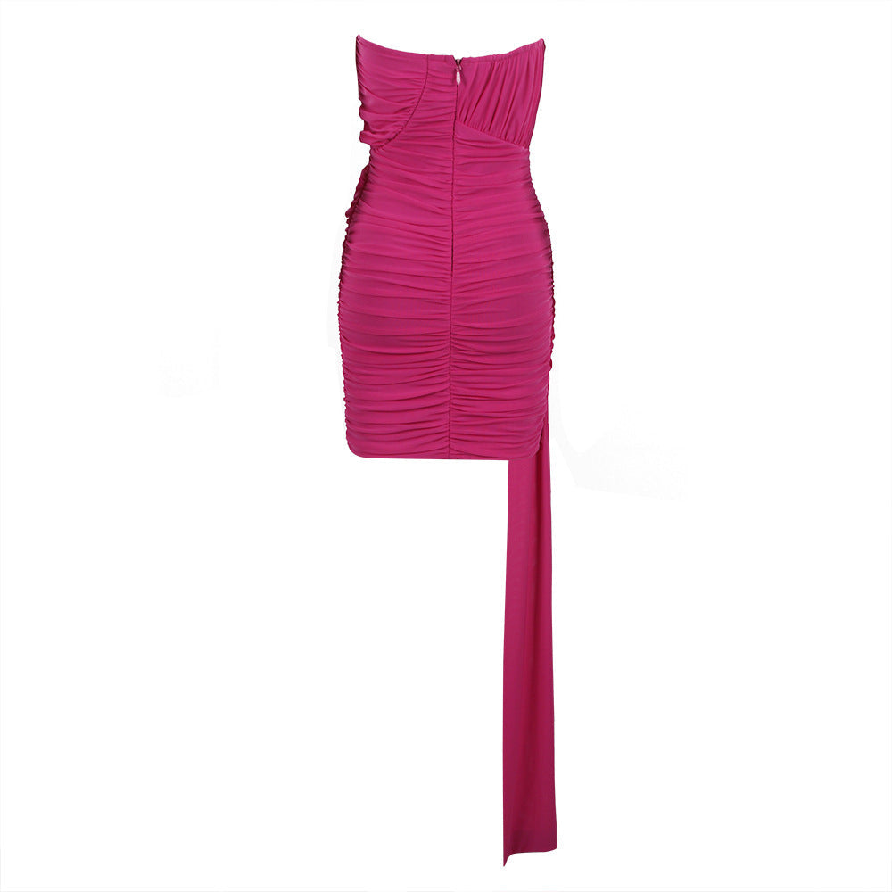 Mesh Stitching Bandage Tube Top Dress Short Dress