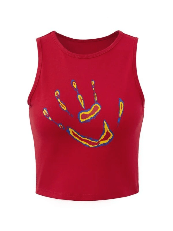 Palm Graphic Cropped Tank Top