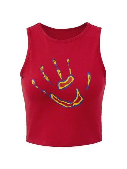 Palm Graphic Cropped Tank Top